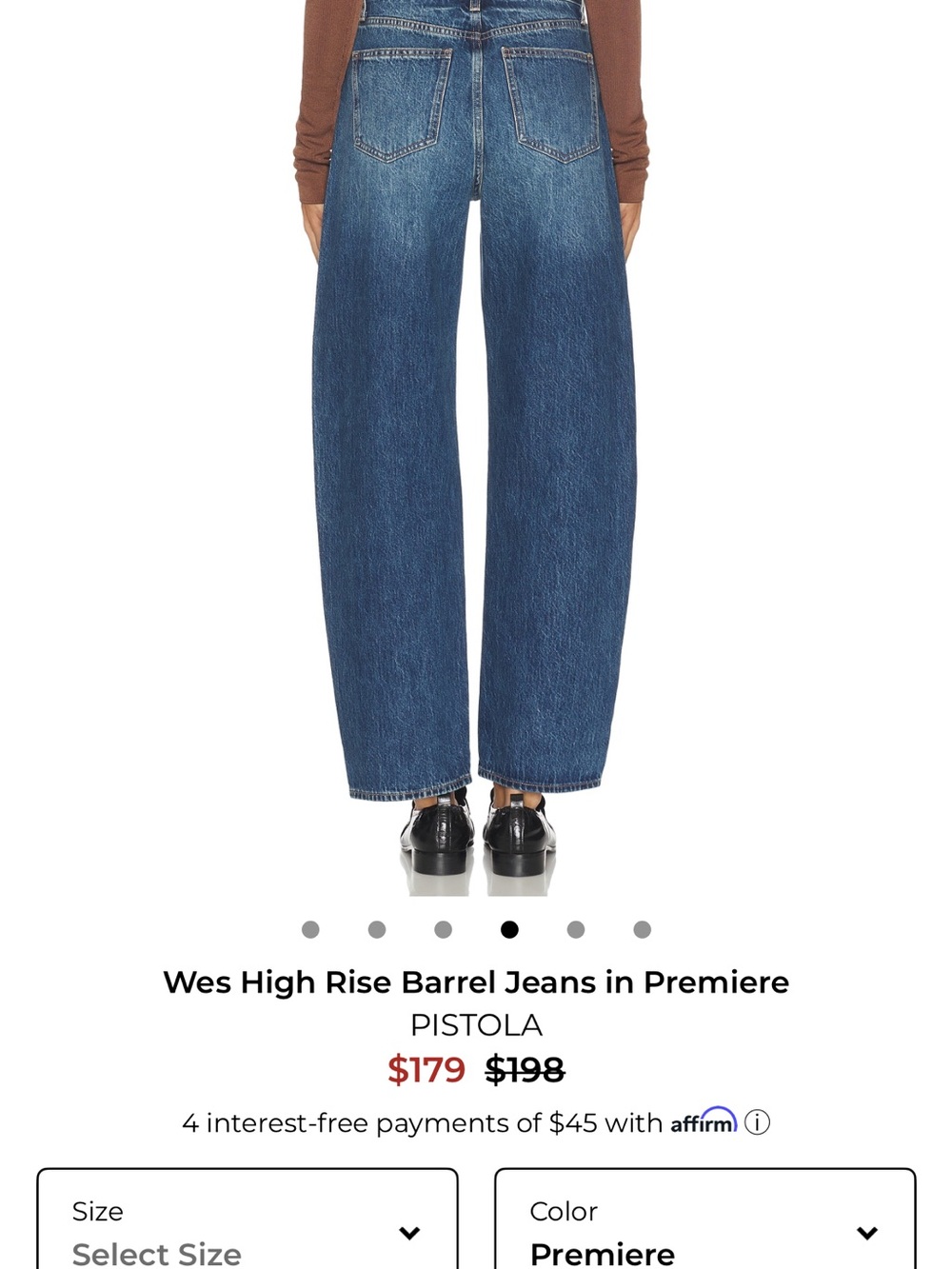 pistola Premiere Wide-Leg High-Rise Jeans - Deep Blue